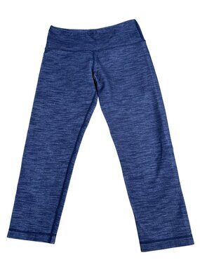Lululemon Navy Heathered Leggings Size 4 Cropped High-Waist Stretch Yoga Pants